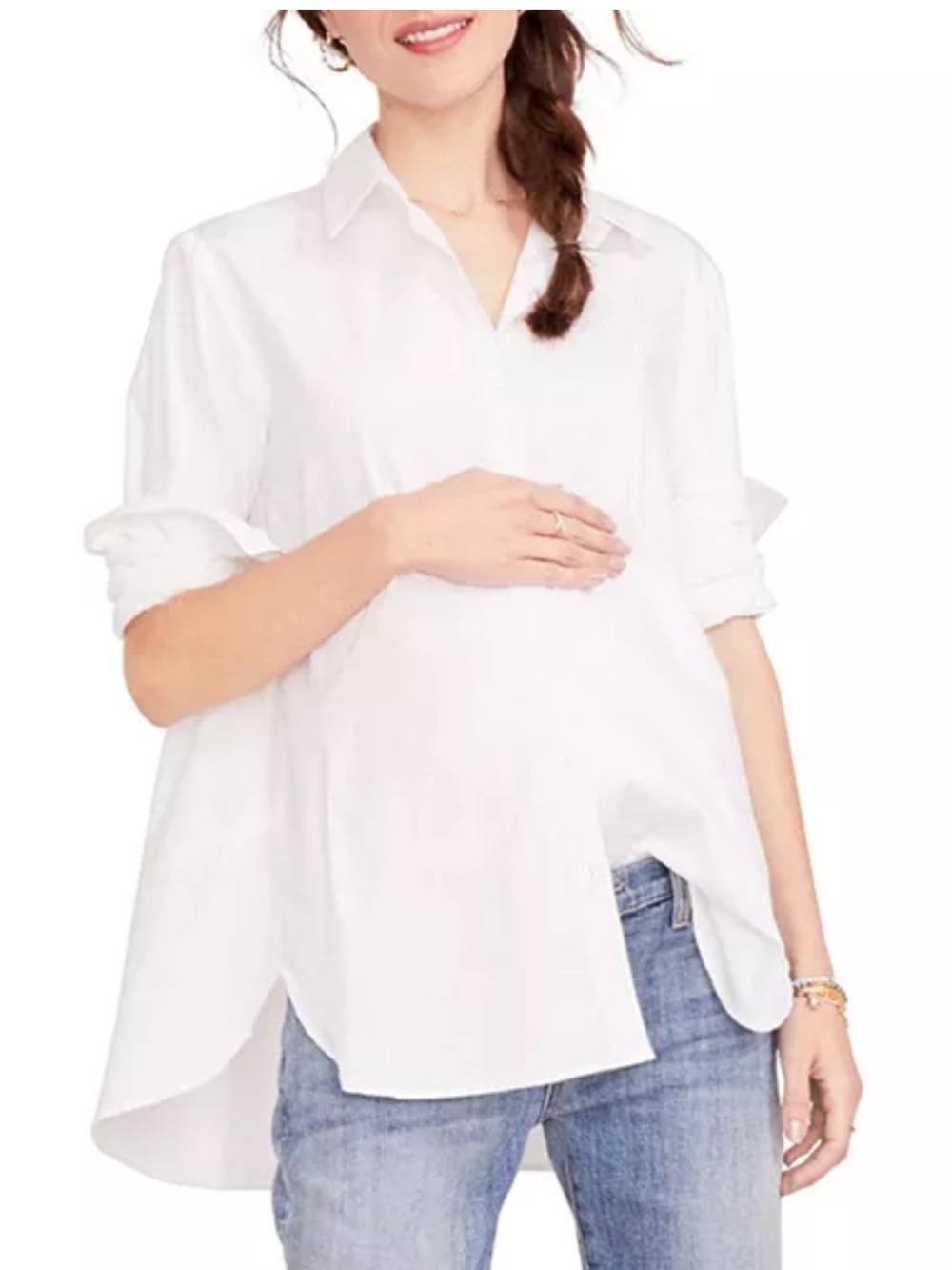 Hatch White Oversized Maternity Button-Down Shirt